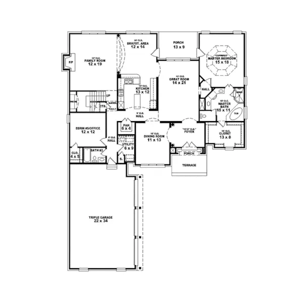 Traditional House Plan First Floor - DeWitt Hill Luxury Home 087S-0038 - Search House Plans and More