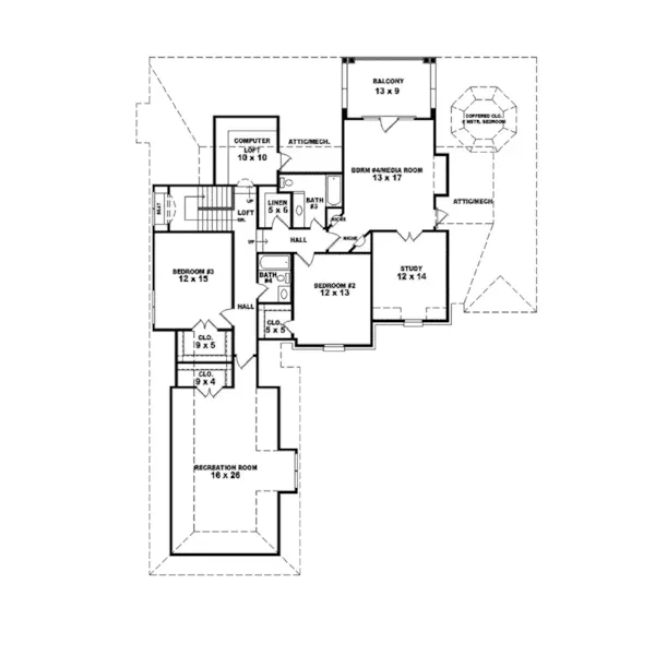 Traditional House Plan Second Floor - DeWitt Hill Luxury Home 087S-0038 - Search House Plans and More