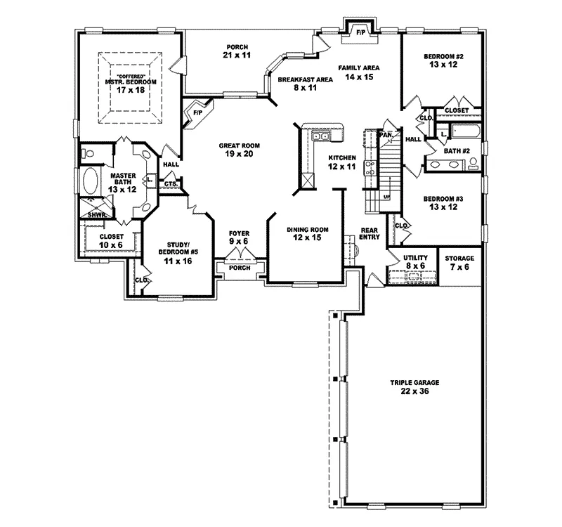 Traditional House Plan First Floor - Feinburg European Style Home 087S-0045 - Search House Plans and More