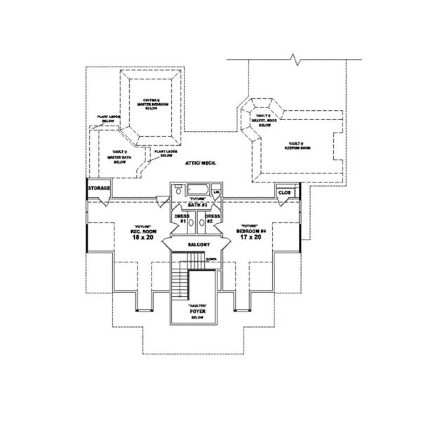 Southern Plantation House Plan Second Floor - Marengo Manor Luxury Style Home 087S-0046 - Shop House Plans and More