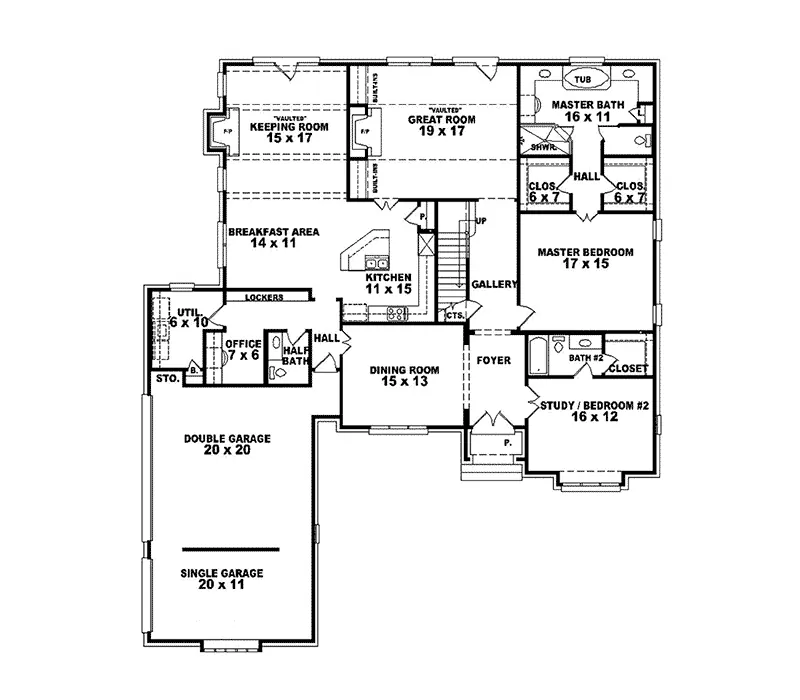 Southern House Plan First Floor - Caravel European Home 087S-0048 - Search House Plans and More