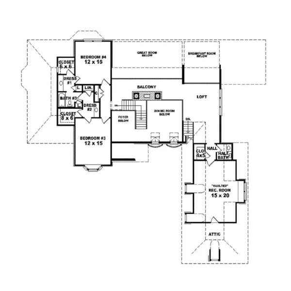 Country French House Plan Second Floor - Southland Manor Luxury Home 087S-0050 - Shop House Plans and More