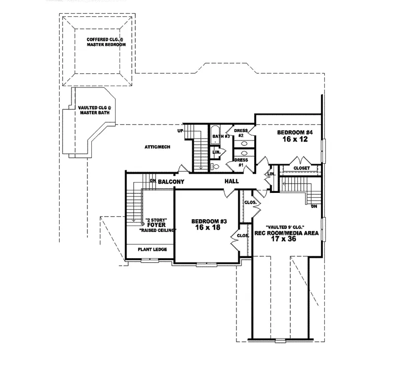 Southern House Plan Second Floor - Cherbourg Manor Luxury Home 087S-0051 - Search House Plans and More