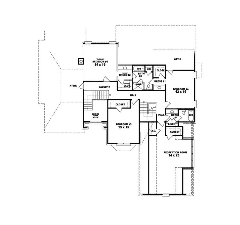 European House Plan Second Floor - Fentress Traditional Home 087S-0057 - Search House Plans and More