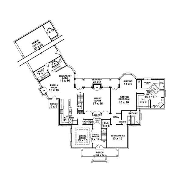 Traditional House Plan First Floor - Ardon Luxury Colonial Home 087S-0060 - Search House Plans and More