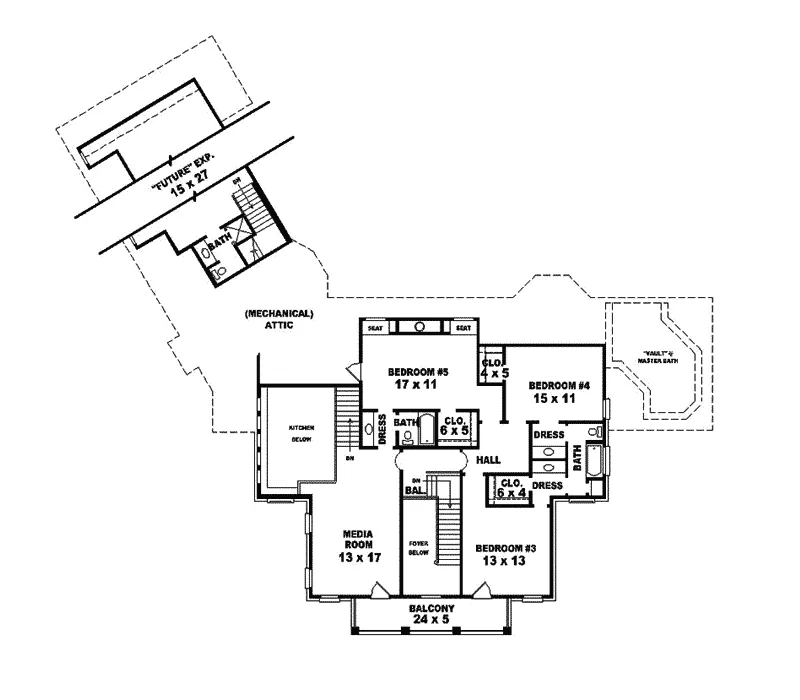 Plantation House Plan Second Floor - Ardon Luxury Colonial Home 087S-0060 - Search House Plans and More