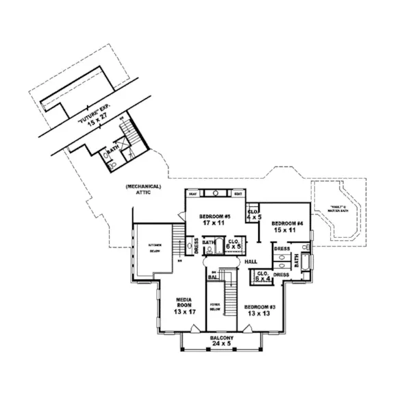 Traditional House Plan Second Floor - Ardon Luxury Colonial Home 087S-0060 - Search House Plans and More