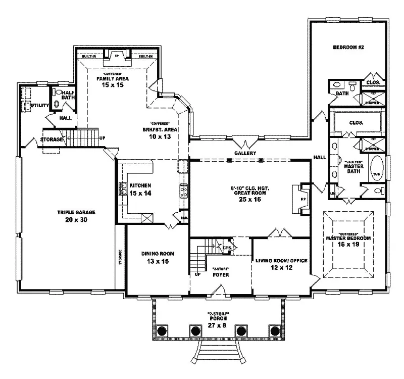 Traditional House Plan First Floor - Embry Hill Georgian Home 087S-0062 - Search House Plans and More