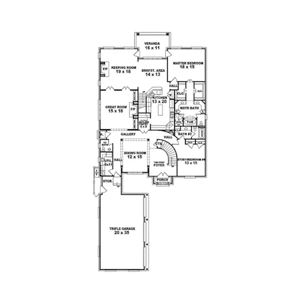 Luxury House Plan First Floor - Bayou Sorrel Country French Home 087S-0066 - Search House Plans and More