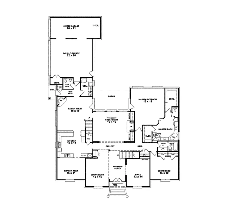 Traditional House Plan First Floor - Ocello Elegant Plantation Home 087S-0067 - Shop House Plans and More