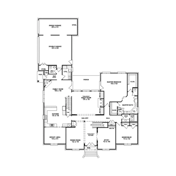 Southern House Plan First Floor - Ocello Elegant Plantation Home 087S-0067 - Shop House Plans and More