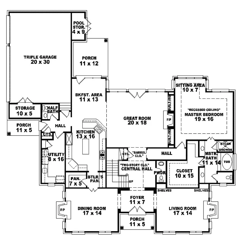 Southern House Plan First Floor - Clemens Hill Traditional Home 087S-0071 - Search House Plans and More