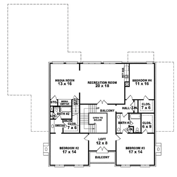 Colonial House Plan Second Floor - Clemens Hill Traditional Home 087S-0071 - Search House Plans and More