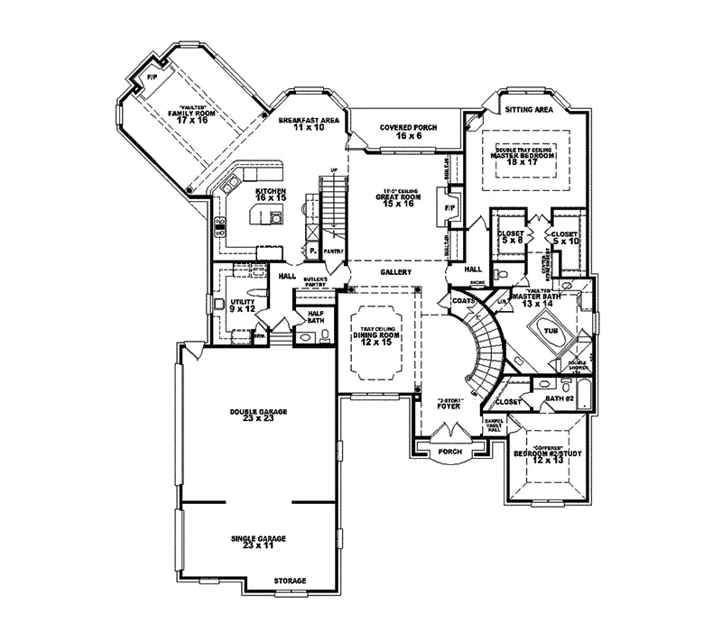 Country House Plan First Floor - Piccadilly Manor English Home 087S-0073 - Shop House Plans and More