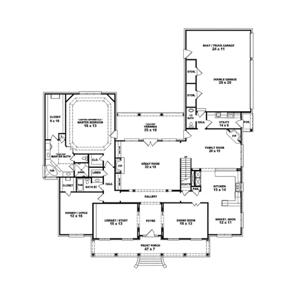 Luxury House Plan First Floor - Mayfair Manor Southern Home 087S-0074 - Shop House Plans and More