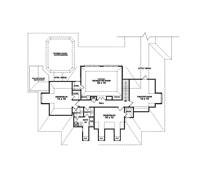 Southern Plantation House Plan Second Floor - Mayfair Manor Southern Home 087S-0074 - Shop House Plans and More