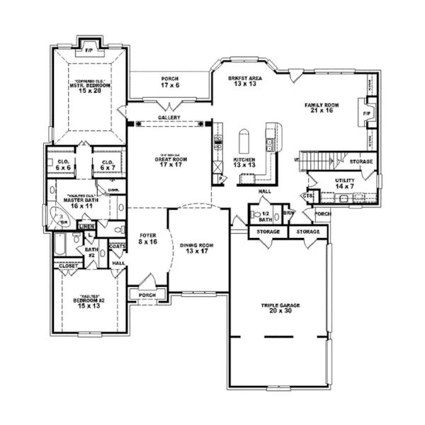 Traditional House Plan First Floor - Malika Luxury Home 087S-0076 - Shop House Plans and More