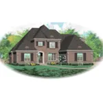 Traditional Two-Story Brick Home With Hip Roof Design