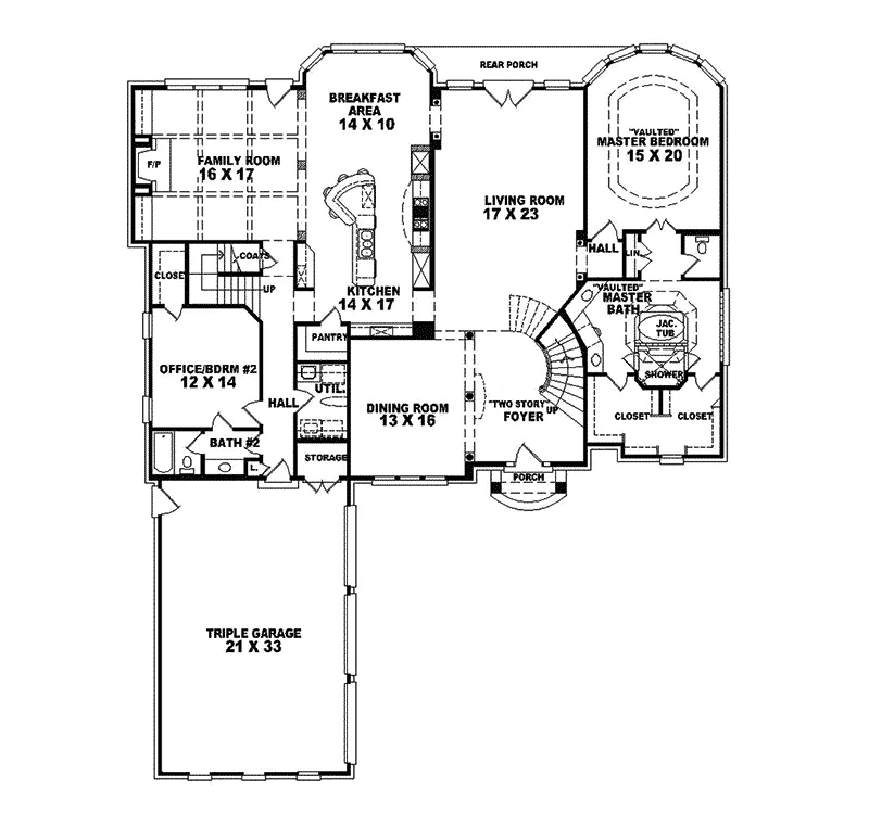 Southern House Plan First Floor - Niehoff Pointe European Home 087S-0077 - Shop House Plans and More