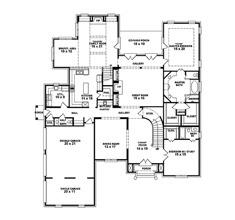 Luxury House Plan First Floor - Waverley Manor Luxury Home 087S-0079 - Shop House Plans and More