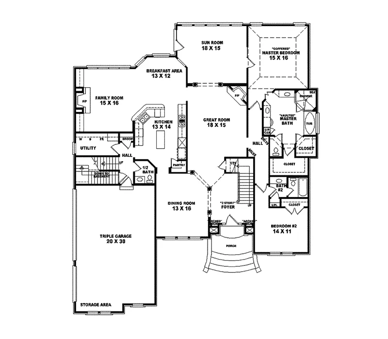 Traditional House Plan First Floor - Gebhardt Luxury Home 087S-0080 - Search House Plans and More