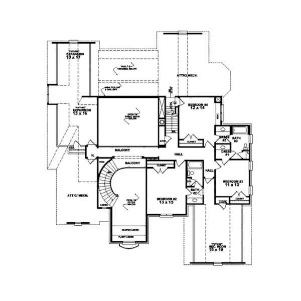 Southern House Plan Second Floor - Warkworth Luxury Home 087S-0082 - Shop House Plans and More