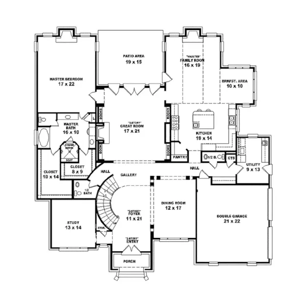 Traditional House Plan First Floor - Lyon European Home 087S-0084 - Shop House Plans and More