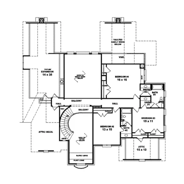 Traditional House Plan Second Floor - Lyon European Home 087S-0084 - Shop House Plans and More