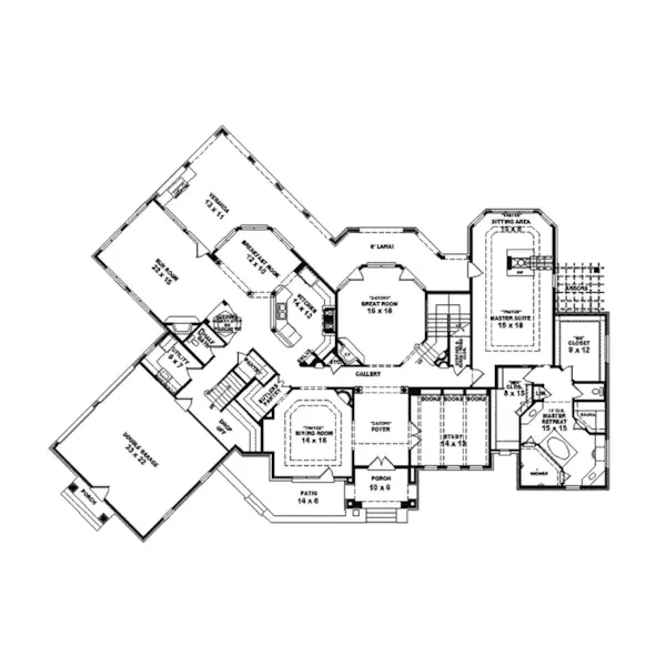 Florida House Plan First Floor - Mandeville Manor Sunbelt Home 087S-0086 - Shop House Plans and More