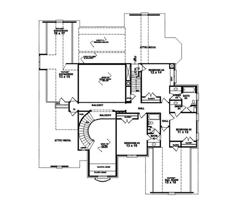 Luxury House Plan Second Floor - Dunedin European Home 087S-0088 - Search House Plans and More