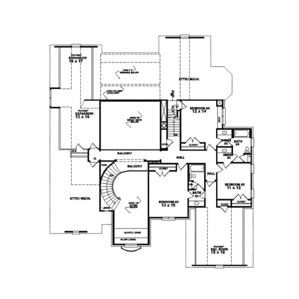 Luxury House Plan Second Floor - Dunedin European Home 087S-0088 - Search House Plans and More