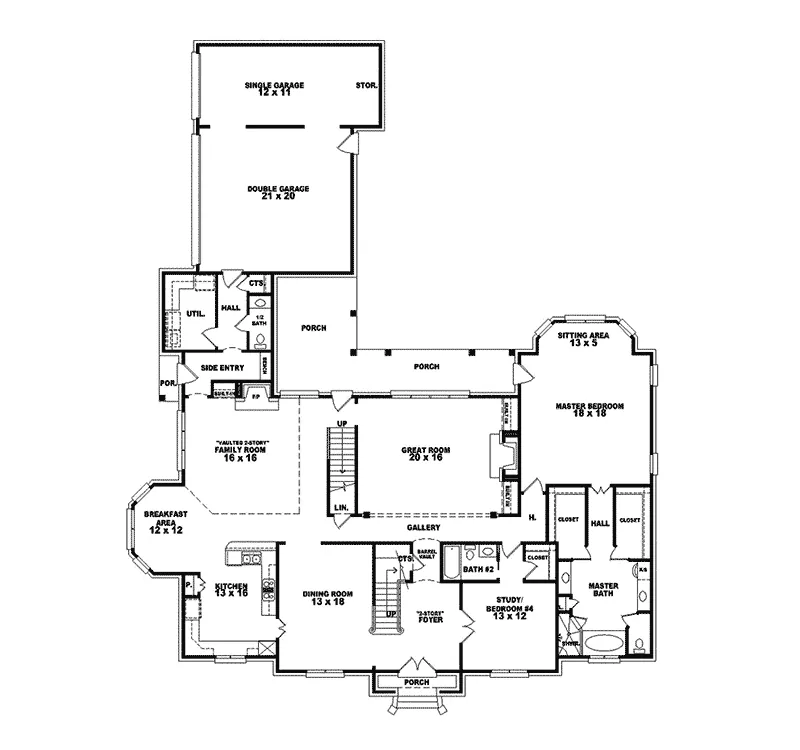 Luxury House Plan First Floor - Brando Luxury Home 087S-0091 - Search House Plans and More