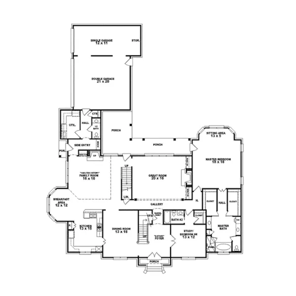 Country House Plan First Floor - Brando Luxury Home 087S-0091 - Search House Plans and More