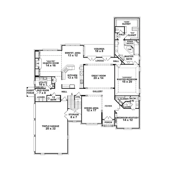 Rustic House Plan First Floor - Konigsberg European Home 087S-0096 - Search House Plans and More