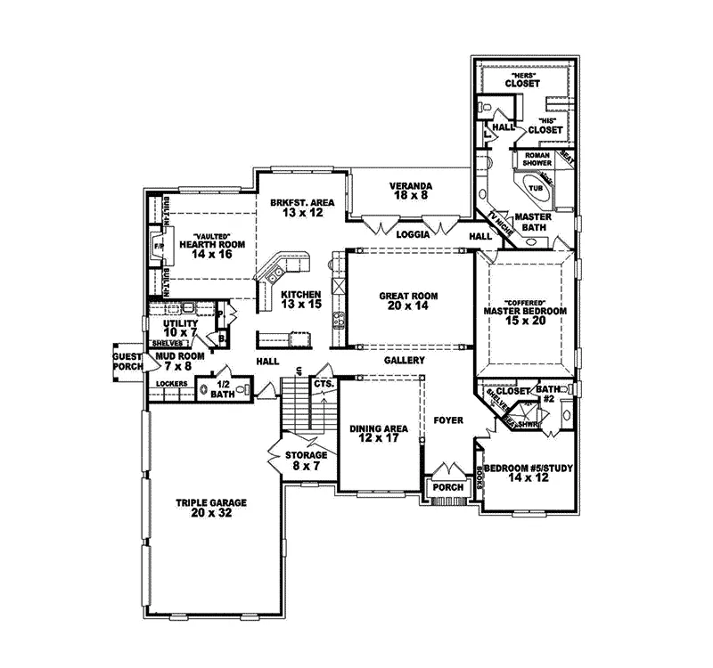 Luxury House Plan First Floor - Ashton Manor European Home 087S-0097 - Search House Plans and More