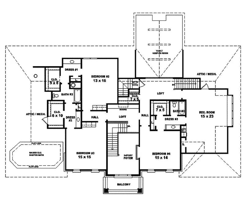Southern House Plan Second Floor - Waverly Place Georgian Home 087S-0099 - Shop House Plans and More