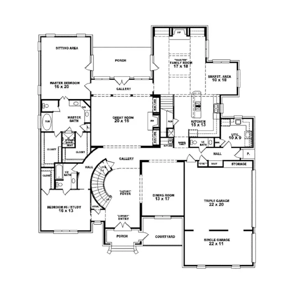 Traditional House Plan First Floor - Bracknell Forest Luxury Home 087S-0100 - Search House Plans and More