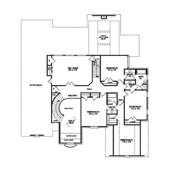 Traditional House Plan Second Floor - Bracknell Forest Luxury Home 087S-0100 - Search House Plans and More