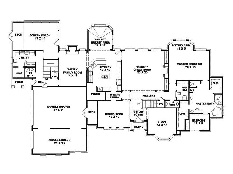 Traditional House Plan First Floor - Glen Owen Traditional Home 087S-0102 - Search House Plans and More