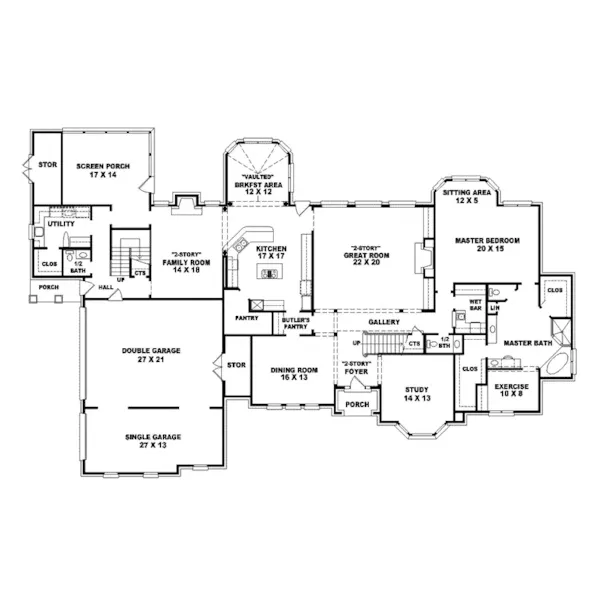 Traditional House Plan First Floor - Glen Owen Traditional Home 087S-0102 - Search House Plans and More