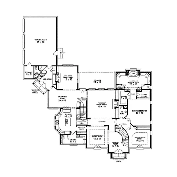 Luxury House Plan First Floor - Ardara English Luxury Home 087S-0103 - Search House Plans and More