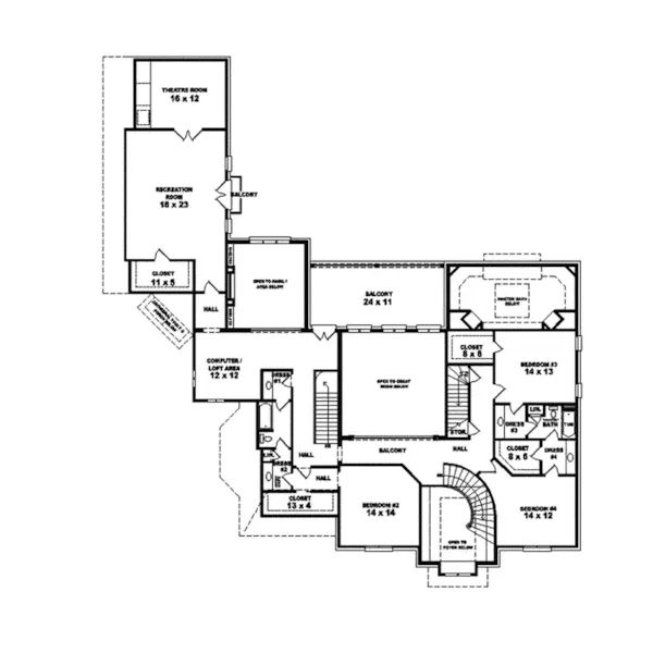 Luxury House Plan Second Floor - Ardara English Luxury Home 087S-0103 - Search House Plans and More