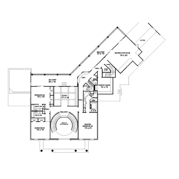 Greek Revival House Plan Second Floor - Beaulieu Luxury Home 087S-0109 - Search House Plans and More