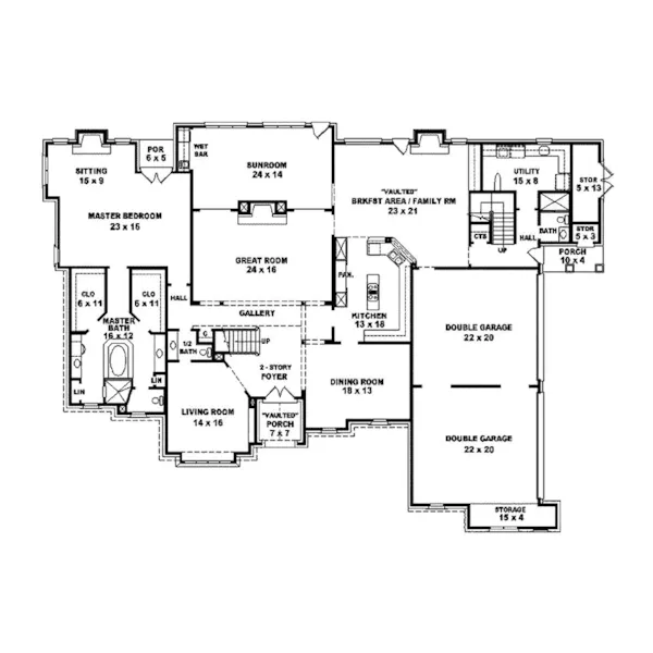 Luxury House Plan First Floor - Milton Manor Luxury Tudor Home 087S-0111 - Shop House Plans and More