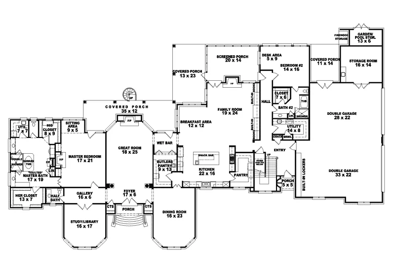 Country House Plan First Floor - Aquitaine Country French Home 087S-0114 - Search House Plans and More