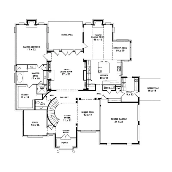 Country House Plan First Floor - Cape May English Cottage Home 087S-0116 - Search House Plans and More