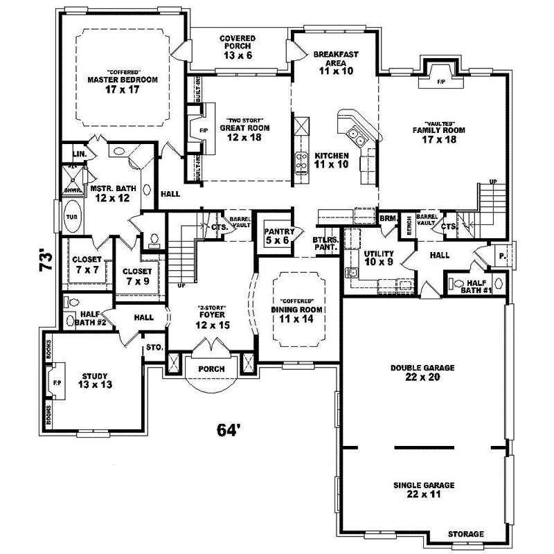 Traditional House Plan First Floor - Runyon Luxury Home 087S-0123 - Shop House Plans and More