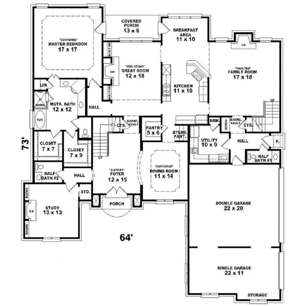 European House Plan First Floor - Runyon Luxury Home 087S-0123 - Shop House Plans and More