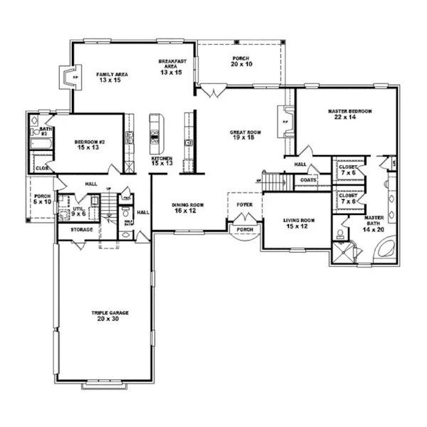 European House Plan First Floor - Natchez Manor European Home 087S-0130 - Shop House Plans and More