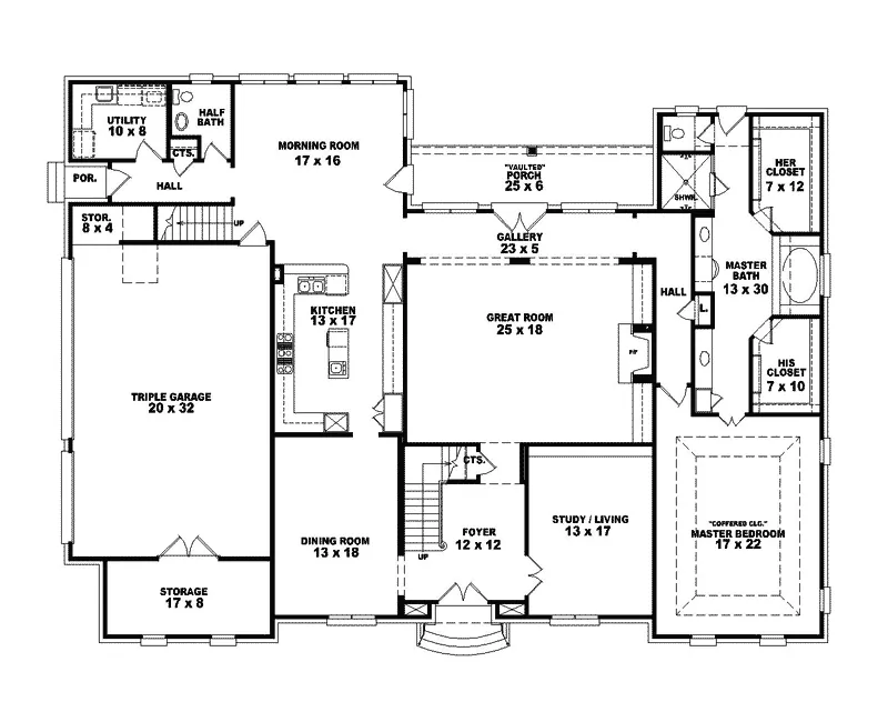 Colonial House Plan First Floor - Hoffman Manor Luxury Home 087S-0134 - Search House Plans and More